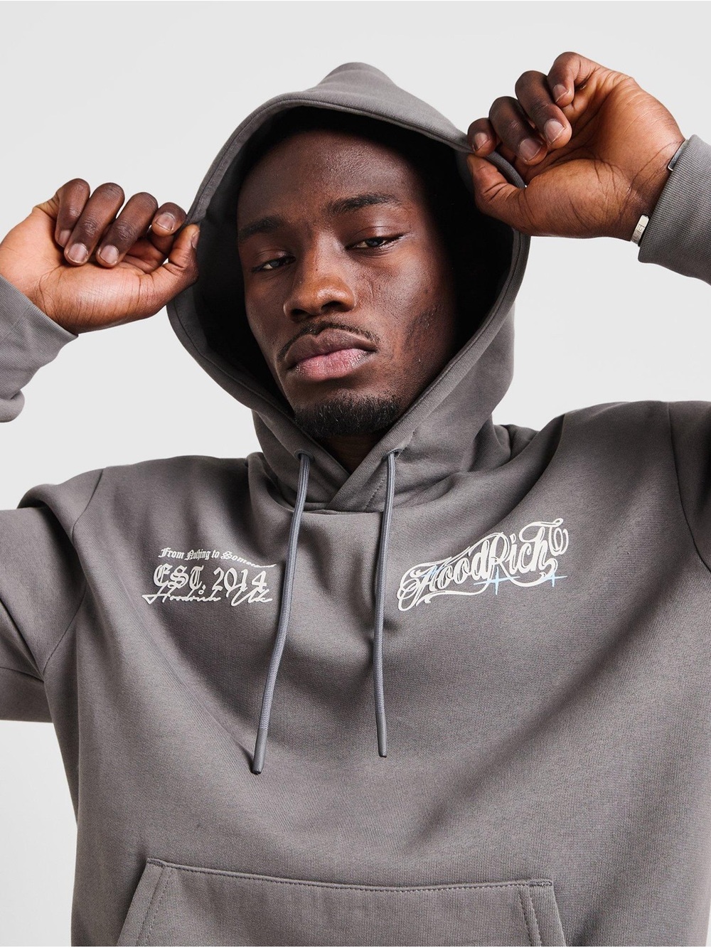 Men's Gray Script-Logo Pullover Hoodie